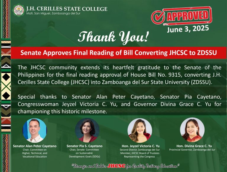 𝑺𝒆𝒏𝒂𝒕𝒆 𝑨𝒑𝒑𝒓𝒐𝒗𝒆𝒔 𝑭𝒊𝒏𝒂𝒍 𝑹𝒆𝒂𝒅𝒊𝒏𝒈 𝒐𝒇 𝑩𝒊𝒍𝒍 𝑪𝒐𝒏𝒗𝒆𝒓𝒕𝒊𝒏𝒈 𝑱𝑯𝑪𝑺𝑪 𝒊𝒏𝒕𝒐 𝒁𝒂𝒎𝒃𝒐𝒂𝒏𝒈𝒂 𝒅𝒆𝒍 𝑺𝒖𝒓 𝑺𝒕𝒂𝒕𝒆 𝑼𝒏𝒊𝒗𝒆𝒓𝒔𝒊𝒕𝒚