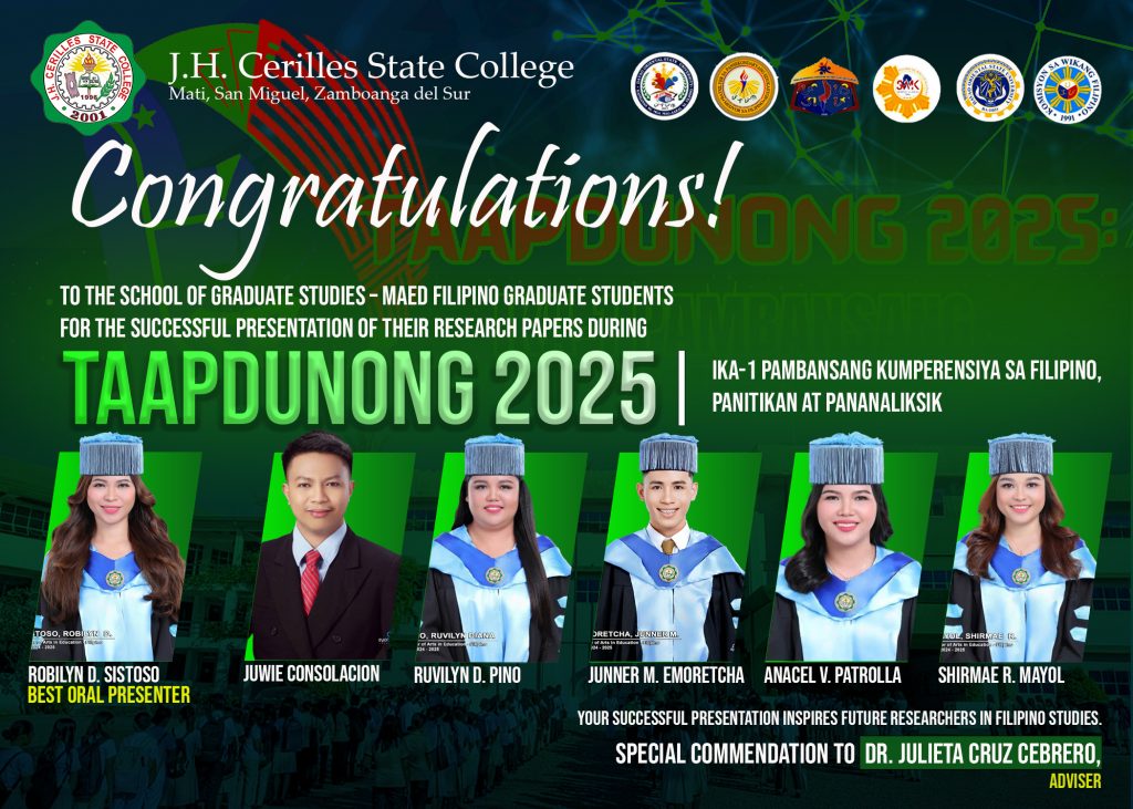 MAED and BSED Filipino Majors Present Papers at TAAPDUNONG 2025, Win Best Oral Presenter